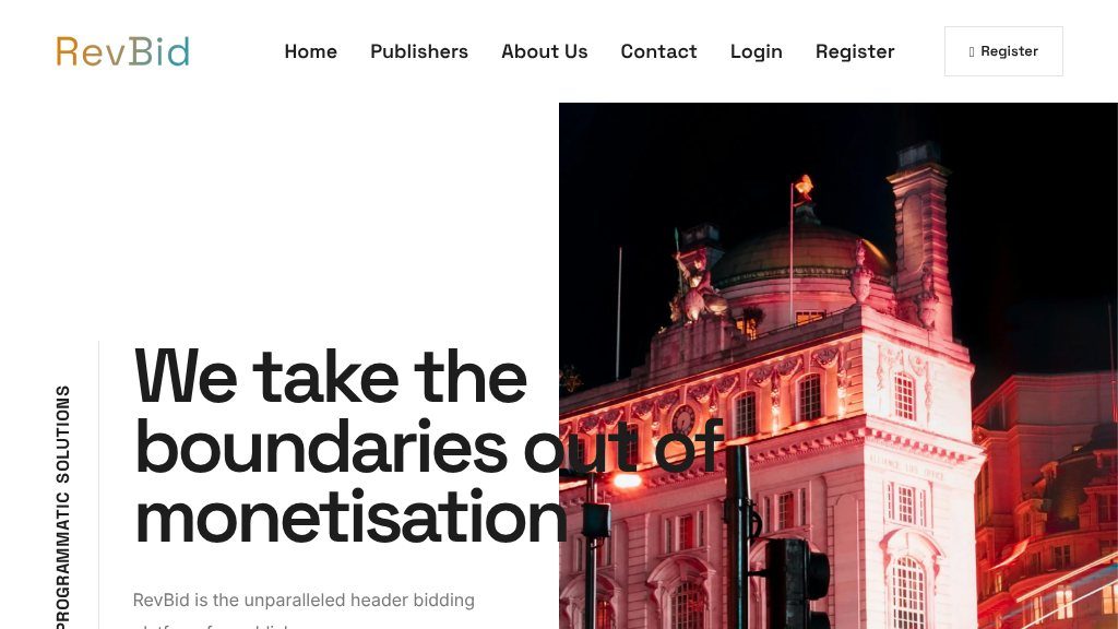 Screenshot of RevBid: Unlocking Advertising Revenue for Publishers of All Sizes
