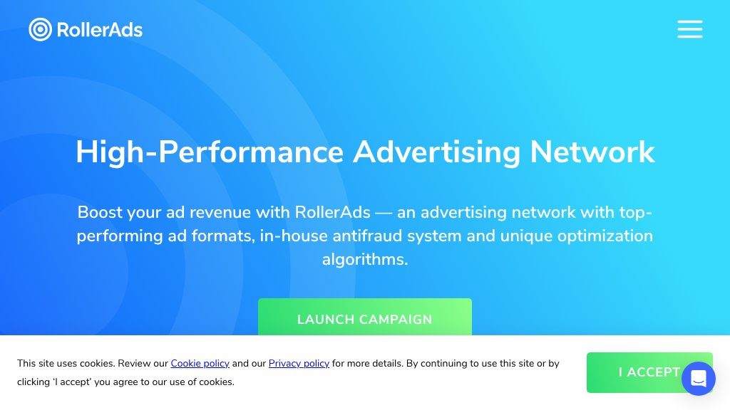 Screenshot of RollerAds Review: Push, OnClick, and In-Page Push Advertising Network