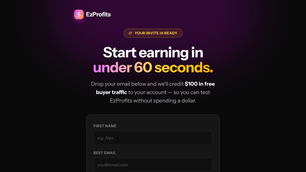Screenshot of EzProfits: Your Private Affiliate Marketing Platform for Practical Online Earnings