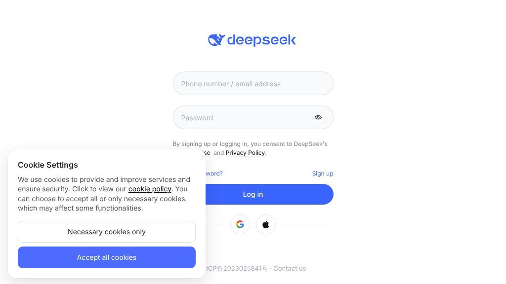 Screenshot of DeepSeek Chat: Your AI Assistant for Creative and Productive Conversations