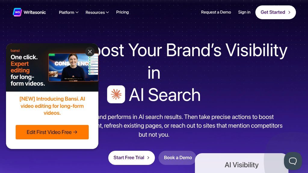 Screenshot of Writesonic: AI-Powered SEO Automation for Content Creation & Ranking
