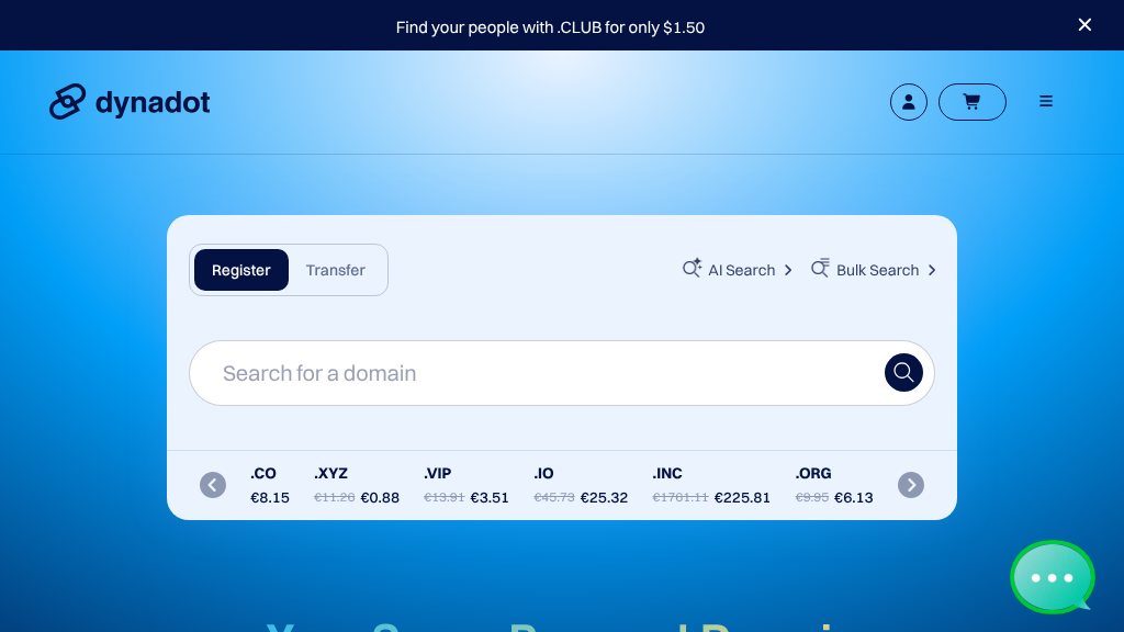 Screenshot of Affordable Domain Registration and Management with Dynadot