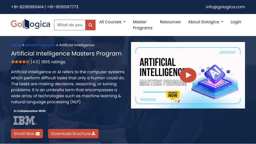 Screenshot of GoLogica: Artificial Intelligence Masters Program Complete Online AI Training Guide