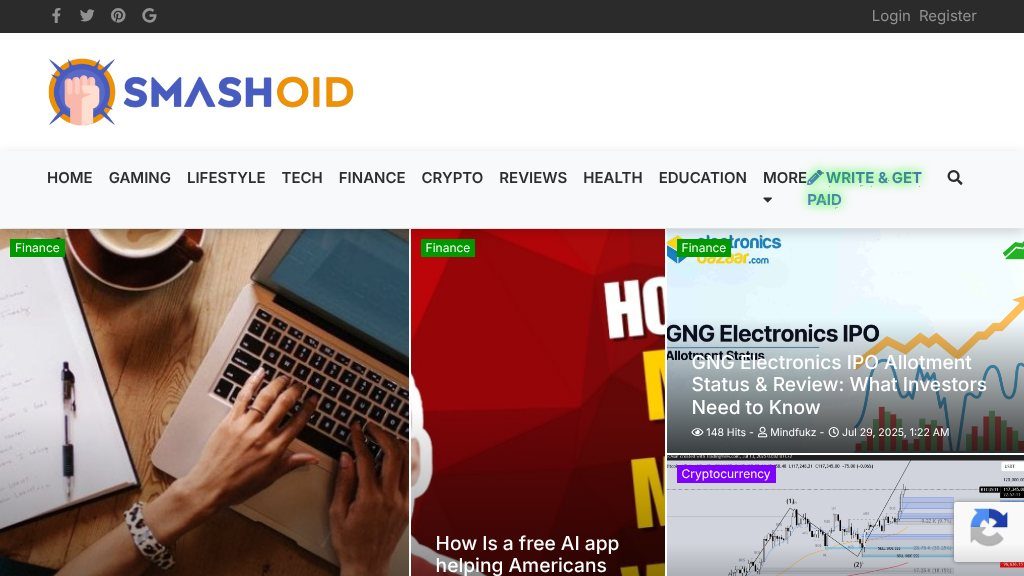 Screenshot of Smashoid: Turn Your Words into Wealth with Paid Articles